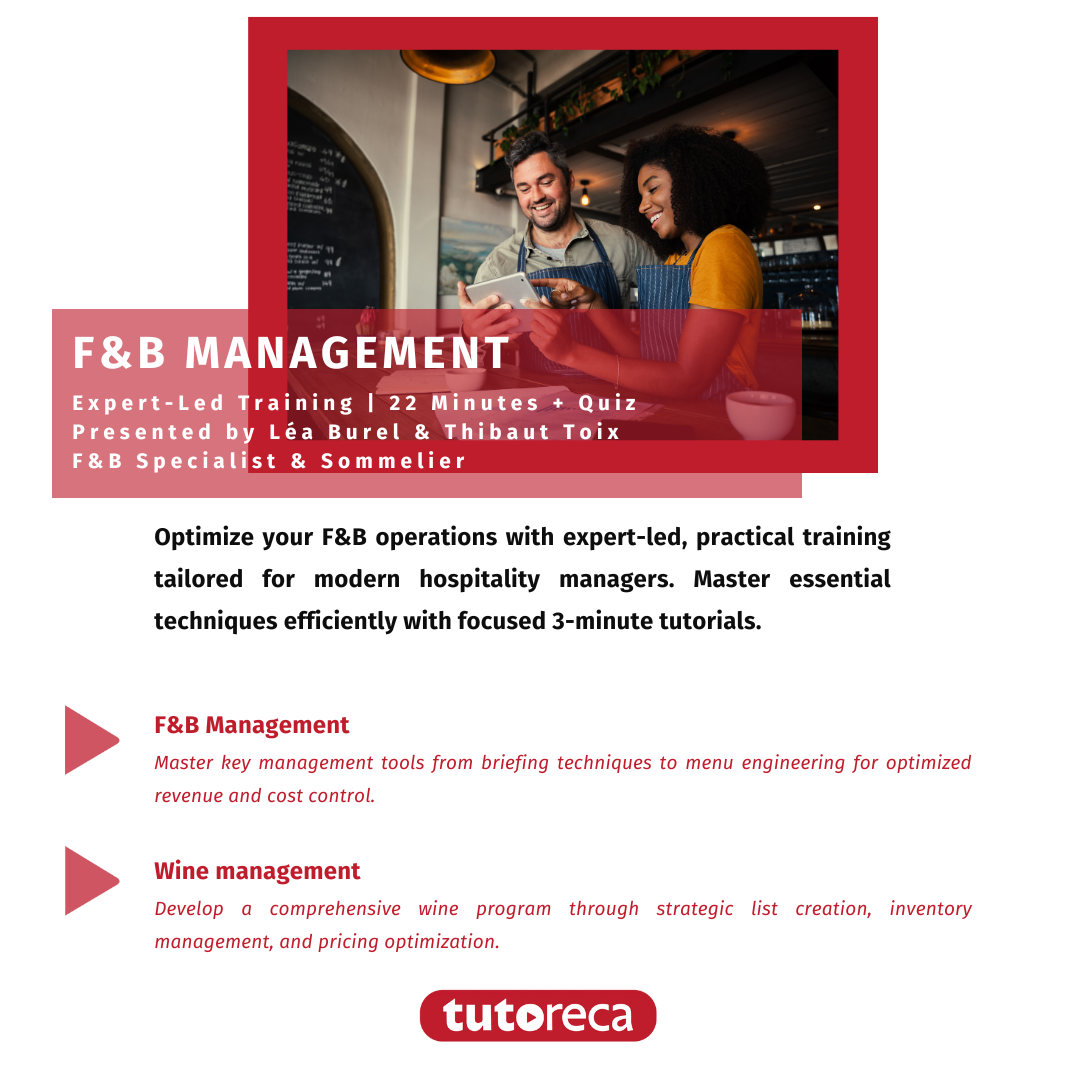 Formation experte en management F&B par Tutoreca - 22 minutes de tutoriels avec Léa Burel et Thibaut Toix