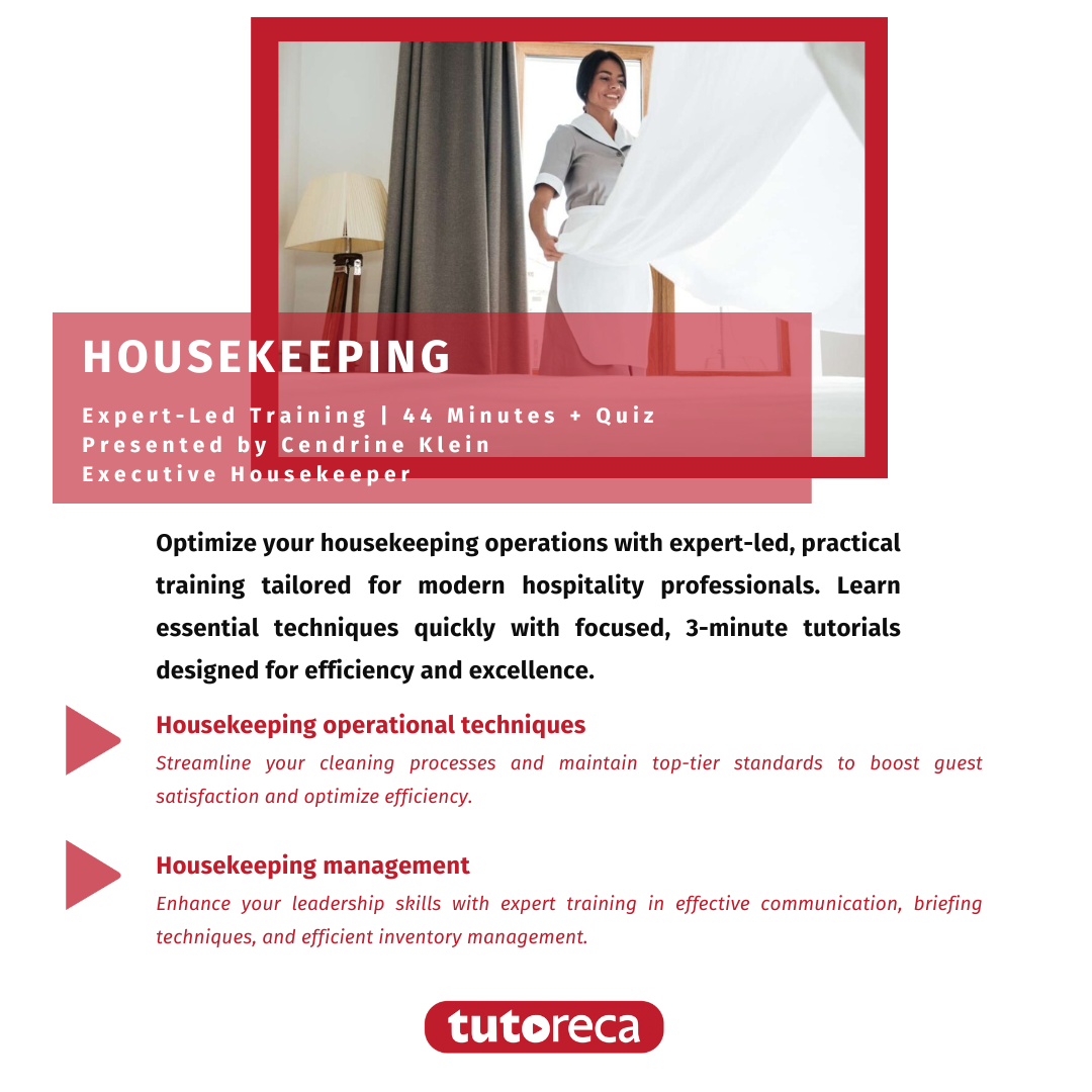 Formation experte en housekeeping par Tutoreca - 44 minutes de tutoriels avec Cendrine Klein